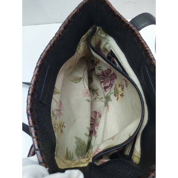 Brighton Black Pebbled Leather Pockets Double Handles Tote Shoulder Bag - Picture 10 of 14